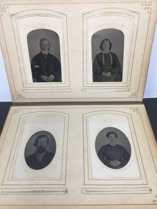 Antique Photo Album With Tin Type Gem Cdv Maine Family Civil War Era Pictures