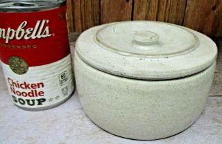 Antique Primitive RARE Stoneware Butter Crock w/ Lid Salt Glazed 3