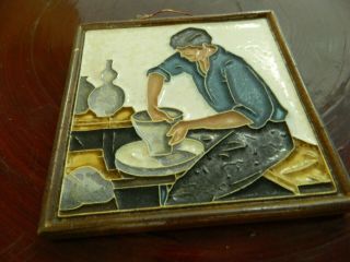 RARE Potter Tile Arts and Crafts De Porceleyne Fles Delft Cloisonne Polychrome 2