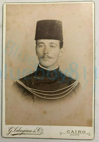 1880s Cabinet Card Studio Photo British Soldier In Fez G Lekegian Cairo Egypt