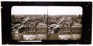France Glass Stereoview - Paris And A View Of The Seine Bridges