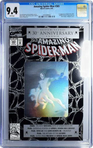 The Spider - Man 365 (marvel,  8/92) Cgc 9.  4 30th Anniversary Hologram