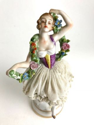 Mueller & Co.  Volkstedt Dresden Lace Porcelain Ballerina Germany