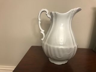 Antique J & G Meakin Hanley England White Ironstone China Pitcher