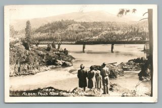 Albani Falls—spokane Washington Rppc Rare Vintage Photo—railroad Bridge 1952