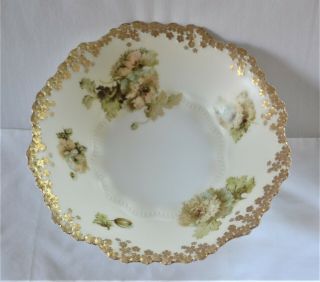 Antique Hand - Painted Porcelain Serving Bowl Hermann Ohme Silesia Prussia