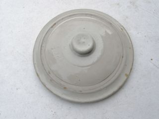 Antique Stoneware White Glazed 2 Gallon Crock Lid 10 Inches Vtg Americana