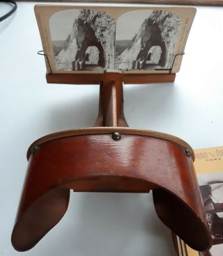 Antique All Wood Victorian 3 - D Photo Viewer Stereoscope W/ 23 Cards Euc 12 " X 5 "