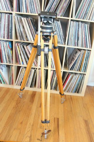 Vintage Miller Wooden Tripod For Large Camera With Fluid Head