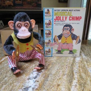 Vintage Daishin Japan Musical Jolly Chimp W/box