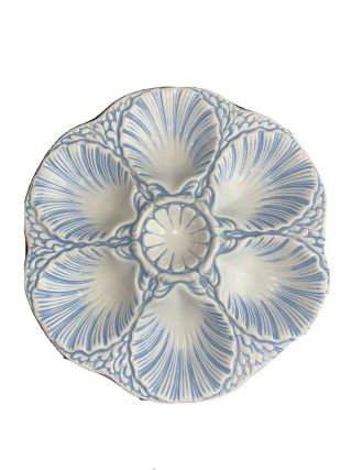 Vintage Blue And White Oyster Plate