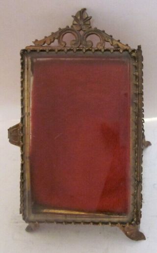 Antique Ormolu Vitrine Style Pocket Watch Display Case With Beveled Glass