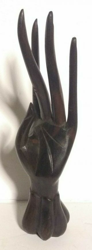 7.  5 " Abstract Dark Wood Wooden Sculpture Statue Hand Carved Wrist & Lady 