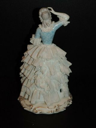 LOVELY ANTIQUE CAPODIMONTE PORCELAIN LACE FIGURINE WITH MIRROR 3