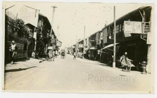 Vintage China Photograph 1924 Shanghai Street Scene Store Fronts Sharp Photo