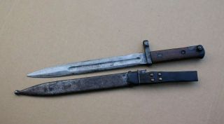 Vintage Wwii German - Yugoslavian? Mauser Bayonet & Scabbard Leather Belt Hanger