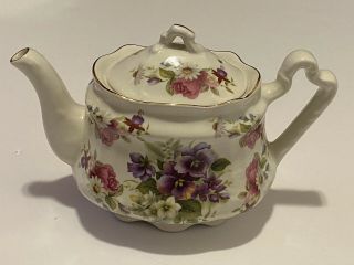 Arthur Wood & Son Pedestal Floral Porcelain Teapot.  Staffordshire England.  6342 2