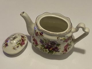 Arthur Wood & Son Pedestal Floral Porcelain Teapot.  Staffordshire England.  6342 3