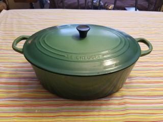 Le Creuset Cast Iron 6 3/4 6.  75 Qt Oval Dutch Oven 31cm France 31 Vintage Green