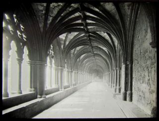 Glass Magic Lantern Slide Norwich Cathedral Cloisters C1890 Photo England