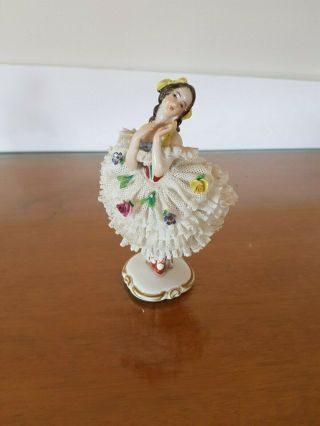 Aelteste Volkstedter Dresden Porcelain Girl Lace Figurine