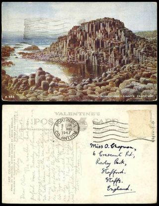 Northern Ireland Antrim Honeycomb Giants Causeway 1947 Old Postcard Brian Gerald