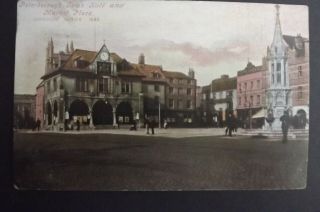 Old Vintage 1905 Postcard Market Place & Peterborough Cambridgeshire
