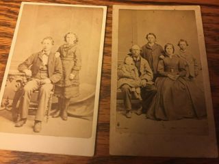 Two Antique Cdv Photo Of The Stout Family :john,  Luke And Martha 1860s Michigan?