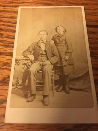Two Antique CDV Photo of the Stout Family :John,  Luke and Martha 1860s Michigan? 3