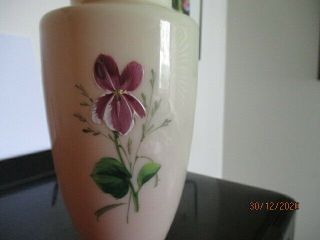 Antique Victorian Pink Tinged Opaline Vase - Enamel Hand Painted Floral 3