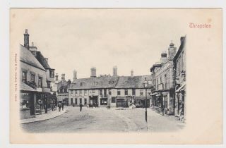 Old Card Thrapston Market Place White Hart Hotel Around 1900 Northampton
