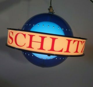 Vintage 1961 Schlitz Beer Saturn World Globe Lighted Beer Spinning Motion Sign