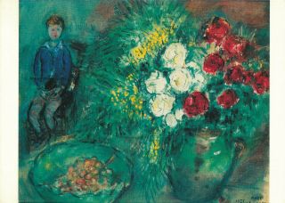 David And A Bunch Of Flowers 1951 - Signed By Marc Chagall Vintage 1991 Postcard