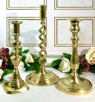 6 Solid Brass Vintage Candle Holders vintage,  heavy Wedding Holiday Decor 3