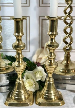 6 Solid Brass Vintage Candle Holders vintage,  heavy Wedding Holiday Decor 6