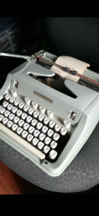 Hermes 3000 Vintage Typewriter Made In Switzerland Sea Foam Green Owner