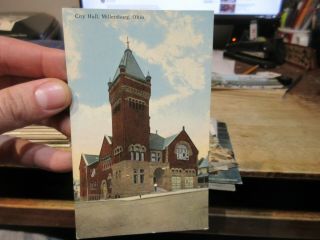 Vintage Old Ohio Postcard Millersburg City Hall Fire Station Department Now Gone