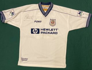 Sol Campbell Hand Signed Tottenham Hotspur Hewlett Packard Vintage Pony Shirt