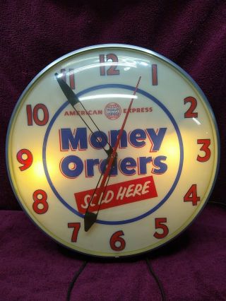 Vintage American Express Money Orders Advertising Clock
