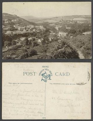 Isle Of Man Old Postcard Laxey I.  O.  M.  Hills Panorama General View Glen Laksaa