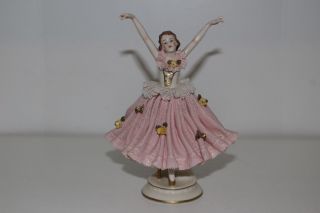 Vintage Franz Wittwer Dresden Lace Porcelain 6 " Ballerina Figurine