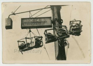 China 1920s Vintage Photograph Canton Aftermath Executions Street Lights Photo