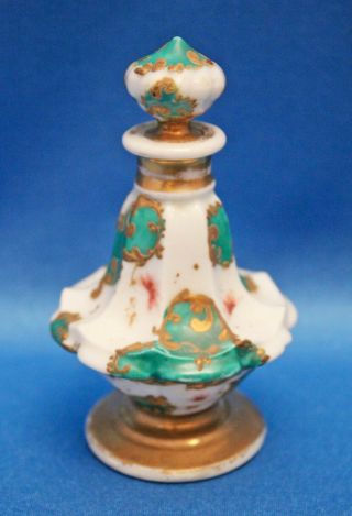 Vtg Antique French Porcelain Jacob Petit Footed Miniature Perfume Bottle