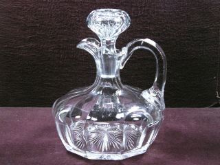 Antique Hawkes American Brilliant Cut Glass Squat Jug Whiskey Decanter