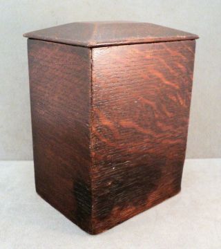 Antique Tea Caddy Tall Wood Box Coffered Lid Humidor 6.  5 " X4.  5 " X3.  5 " - No Insert