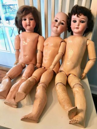Set Of 3 Antique German Kestner Bisque Dolls Body 24” Tall
