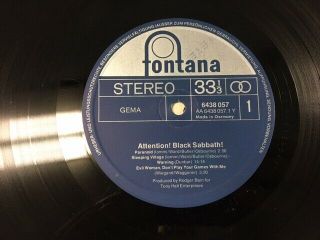 BLACK SABBATH - ATTENTION 1972 Vinyl LP Fontana 6438 057 Germany Import 2