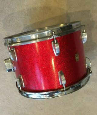 60s Vintage Ludwig 9x12 " Red Sparkle Tom Drum Keystone Badge
