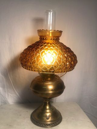 B&h Bradley & Hubbard Electrified Brass Oil Lamp