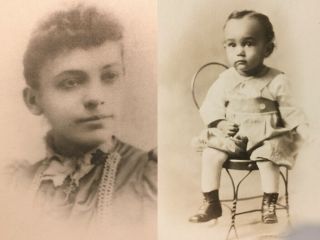 2 Early African American Photos Lady/baby Ice Cream Parlor Chair Same Family?